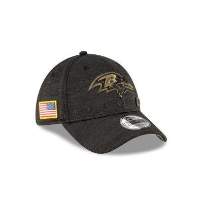 Black Baltimore Ravens Hat - New Era NFL Salute To Service 39THIRTY Stretch Fit Caps USA9376240